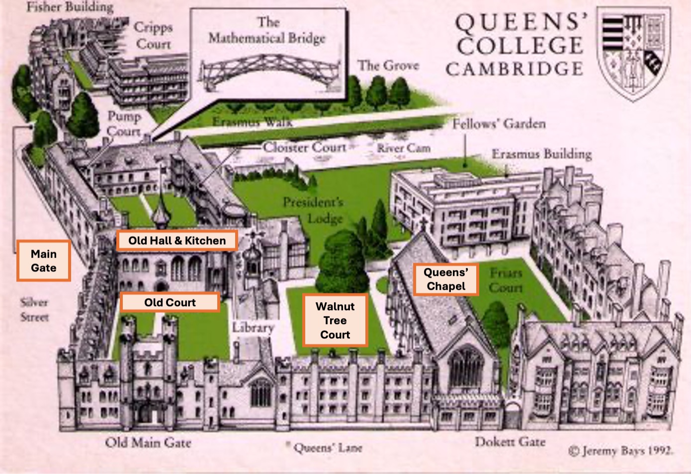 map of Queens' College